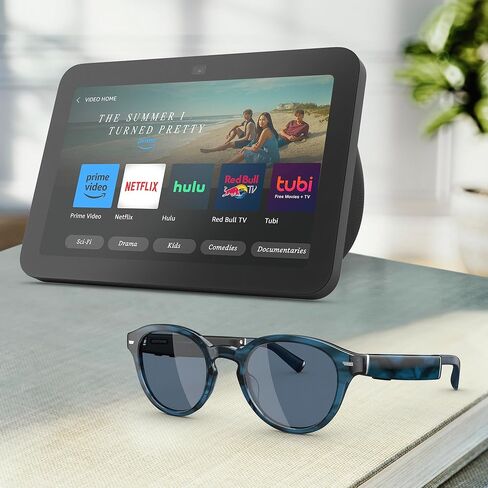 Amazon Echo Frames (newest model) + Echo Show 8 (newest model), Smart Glasses with Alexa, Cat Eye frames in Brown Tortoise with polarized sunglass lenses in Saudi Arabia