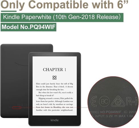 حالة لـ 6 "Kindle Paperwhite (الجيل العاشر 2018 إطلاق ، الطراز رقم PQ94WIF) ، غطاء جلدي Lihght PU وظهره الثابت الشفاف ، مع النوم/الاستيقاظ التلقائي ، أبيض كريمي in Kuwait