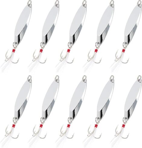 PATIKIL Fishing Spoons, Fishing Lures Casting Spoon Treble Hooks Jigs Hard Metal Spinner Baits in Kuwait