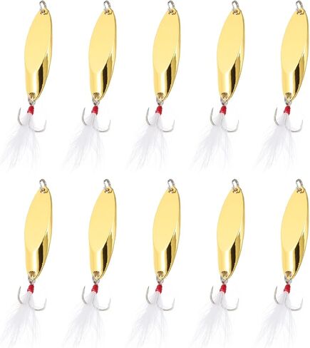 PATIKIL Fishing Spoons, Fishing Lures Casting Spoon Treble Hooks Jigs Hard Metal Spinner Baits in Kuwait
