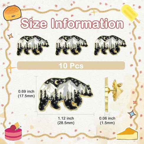 Airssory 10 pcs الدب الأسود مع Snow Mountain المينا سبيكة دبابيس شارة على شكل حيوانات البرية لدبابيات DIY حقيبة ظهر Decooration Craft in Kuwait
