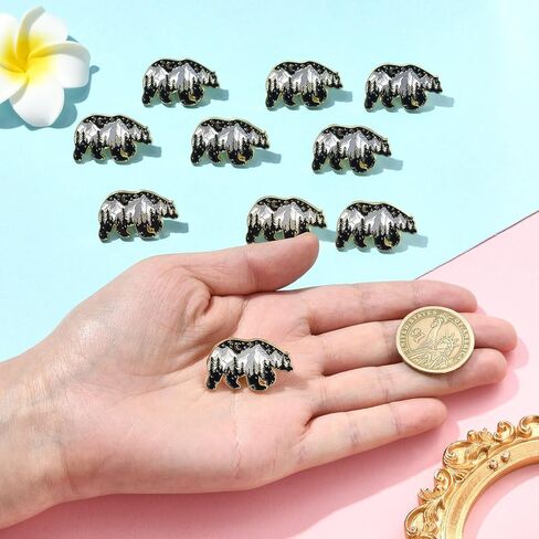 Airssory 10 pcs الدب الأسود مع Snow Mountain المينا سبيكة دبابيس شارة على شكل حيوانات البرية لدبابيات DIY حقيبة ظهر Decooration Craft in Kuwait