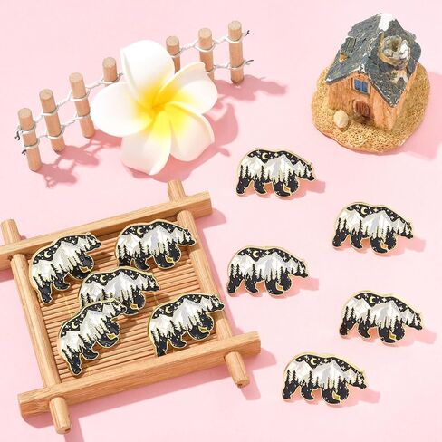 Airssory 10 pcs الدب الأسود مع Snow Mountain المينا سبيكة دبابيس شارة على شكل حيوانات البرية لدبابيات DIY حقيبة ظهر Decooration Craft in Kuwait