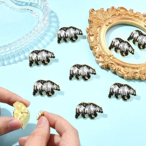 Airssory 10 pcs الدب الأسود مع Snow Mountain المينا سبيكة دبابيس شارة على شكل حيوانات البرية لدبابيات DIY حقيبة ظهر Decooration Craft in Kuwait