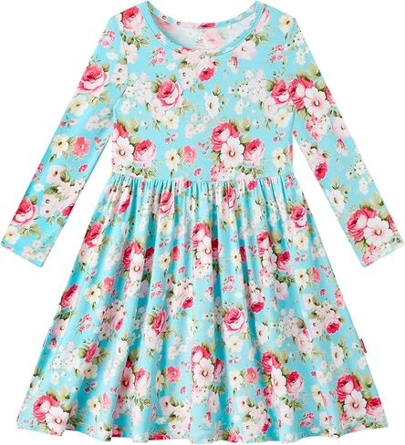 Bamboo Viscose Toddler Girl Dresses Long Sleeve Little Girl Twirl Dresses in Kuwait