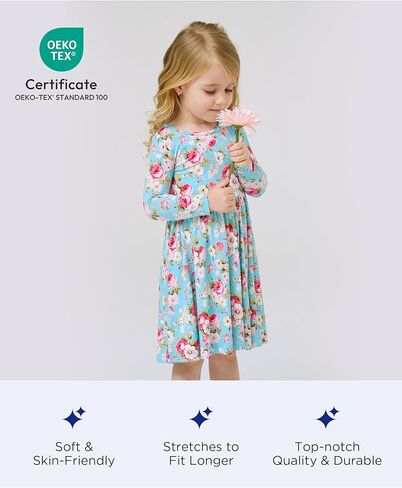 Bamboo Viscose Toddler Girl Dresses Long Sleeve Little Girl Twirl Dresses in Kuwait