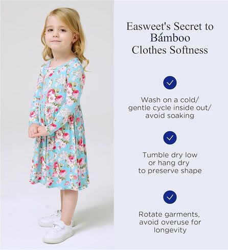 Bamboo Viscose Toddler Girl Dresses Long Sleeve Little Girl Twirl Dresses in Kuwait