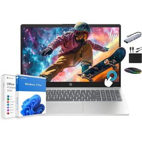 HP Premium 15.6" HD Touchscreen Business Laptop, 32GB RAM, 1.5TB Storage (1TB SSD+500GB Ext), 6-Core Intel i3 Processor (Upto 4.4GHz), Long Battery, MarxsolAccessory, Lifetime Office 2024, Win 11 Pro