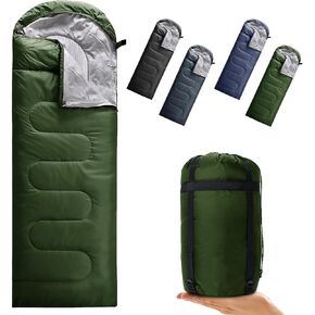 Envelope Camping Sleeping Bag 3 Seasons Warm & Cool Weather, Lightweight, Waterproof, Portable for Adults & Kids - Camping Gear Equipment Hiking Travel, Indoors and Outdoors