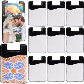 Framendino, 12 Pack Sublimation Heat Transfer Leather Card Holder Blanks for Back of Phone White