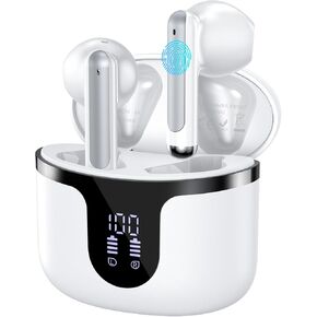 Wireless Earbuds, Bluetooth 5.3 in Ear Headphones with 4 ENC Mics, 2025 Bluetooth Earbuds 50 Hour Noise Cancelling Ear Buds with LED Indicator, IPX7 Waterproof for iOS/Android