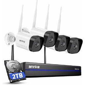 ANNKE 16CH 4K Wireless Security Camera System, Expandable 4K NVR with 4 X 8MP Outdoor Cameras, 2TB HDD, Dual-Band WiFi, Two-Way Talk, Human Detected, 24/7 All-Day Recording, IP66 Weatherproof, Alexa