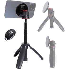 Magnetic Cell Phone Tripod for MagSafe, Mini Extendable Selfie Stick and Tripod Stand with 360° Ball Head, Compatible with iPhone 16 15 Pro Max Plus 14 13 12 Series