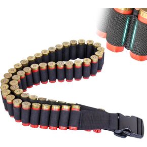 50 Rounds Shotgun Shell Bandolier for 12 Gauge Adjustable Nylon Shell Shoulder Carrier Belt Shotgun Outdoor Hunting