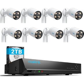 REOLINK CX410-2K PoE Security Camera Outdoor with F1.0 Aperture, 4K 8CH Network Video Recorder, 8× CX410 with 1x RLN8-410 (Built-in 2TB HDD) Video Recorder