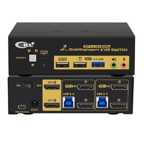 CKL DisplayPort KVM Switch (4K@60Hz for 2 Computers 2 Monitors Supports Hotkey)