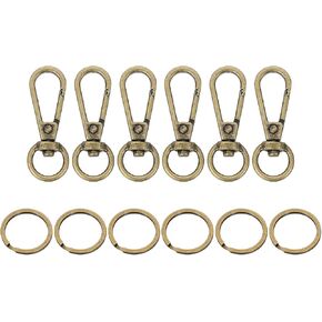 uxcell 36 Set Swivel Clasp Hooks, 1.02 Inch D Ring Swivel Purse Clips for Handbags, Purse Strap Hardware for Bag Making, Push Gate Lobster Clasp with Key Ring, Bronze