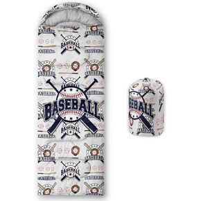 BSNTHO Baseball Camping Sleeping Bags,3 Season Warm & Cool Weather,Lightweight,Waterproof Sleeping Bags for Adults & Kids,Traveling,and Outdoors,Camping Gear Equipment,31x90inch