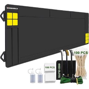 Gun Cleaning Mat Rifle Cleaning Mat Large, Magnetic Gun Maintenance Mat with Cleaning Supplies and Ruler, Universal Gun Cleaning Kit with Anti-Slip Rubber Cleaning Pad for All Guns