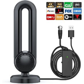 TV Antenna-Smart TV Antenna 600+ Miles Range Reception, 18ft Coax Signal Booster, HD TVs Antenna for Local Channels & Support 4K 1080P Suitable for All Smart TVs and All Older TV's