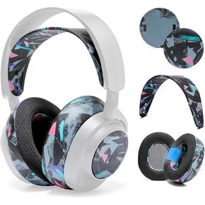 WC Arctis Nova Bundle Pack - أسماء أذن جل التبريد ، عقال السيليكون ، وترقية لوحة مكبر صوت جانبية لـ Arctis Nova Pro Wireless by Wicked Cushions | 90 أسود