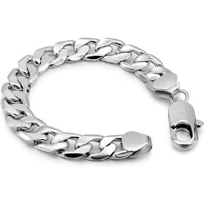 Men Italy 925 Sterling Silver Bracelet 10MM-12MM Diamond Cut Cuban Link Chain 7 "7.5" 8 "8.5" 9 "9.5" 10" Fine Cuff Jewelry Gifts for Man Women