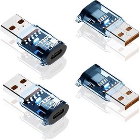 Poyiccot 10Gbps USB C Female to USB A Male Adapter 120W, USB 3.2 Type C to Type A Charger OTG Converter Transparent Compatible for iPhone 11 12 13 14 15 Pro Max, Galaxy S20 S22 S23, Earphone, Blue