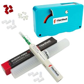 Dual Action SC & LC Fiber Cleaner Box & 2.5mm ST Fiber Cleaner with Protection Case & Fiber Dust Caps - Bundle