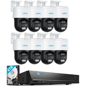 REOLINK 4K PTZ Security Cameras System, IP PoE Outdoor Cameras, Auto Tracking, Human/Vehicle/Pet Detection, 8X Trackmix PoE with 6X Hybrid Zoom Bundle 1x RLN16-410 NVR with Built-in 4TB HDD