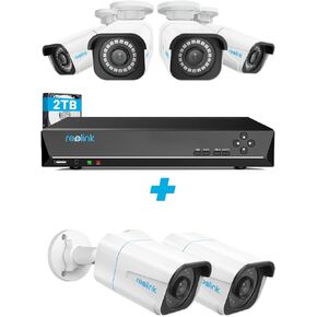 Reolink 4K PoE Security Camera System Bundle, 6pcs 8MP Person/Vehicle Detection Smart PoE IP Cameras, a 8CH NVR Pre-Installed with 2TB HDD(Include 4 x 18M Cat5 Cable)