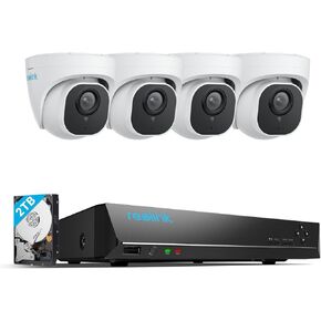 REOLINK 5MP PoE Security Camera System, 2.8mm Len, 130° Diagonal, 100ft IR Night Vision, Person/Vehicle/Pet Detection for Outdoor/Indoor Home Surveillance, 4xRLC-520A-2.88mm with 1x8CH NVR(2TB)