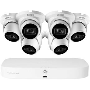 Lorex 4K 8MP 16-Camera Capable (8 Wired + 8 Fusion Wi-Fi) 2TB PoE NVR System w/ 6 IP Dome Cameras - Color Night Vision, Smart Motion Detection (Person/Vehicle), IP67, Listen-in Audio (White)