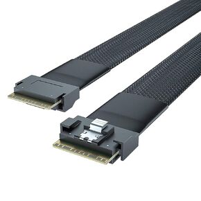 Ipolex 24g Slimsas SFF-8654 إلى SFF-8654 8i PCIE4.0 كابل للخوادم عالية الكثافة وتخزين NVME ، 85 أوم ، 0.5 م (1.6 قدم)