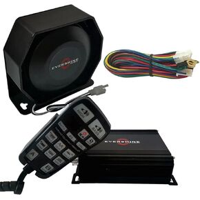 12V/24V Police Siren Horn PA System Kit with 100W Multi-Tones Siren Amplifier 118~125dB Flat Speaker Handheld Microphone Light Controller Emergency Sirens for Vehicles Tow Truck Car