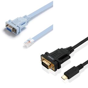DB9 9Pin إلى RJ45 Console Cable و 10Ft USB-CTO RS232 DB9 محول الذكور كبل التسلسلي مع مجموعة شرائح FTDI