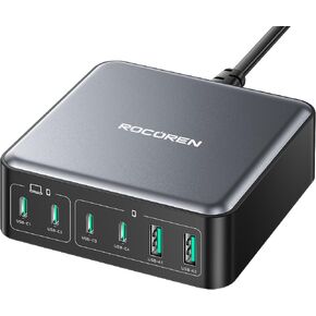 270W USB C Charger Block, Rocoren 6 Port Multi USB-C Charging Station,100W PD Fast USBC Gan Charger Station Hub Dock for Multiple Devices, Laptop Type C Charger for MacBook/iPhone 16/iPad/Galaxy S25