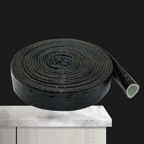 10 Feet Length Heat Shielded Fire Thermo Armor Fire Sleeve 3/8" ID,Silicone Coated Fiberglass Heat Protection for Automotive Hose Lines & Electrical Wiring（Black 3/8" x10 Feet）