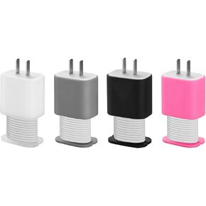 4 Packs USB Data of Silicone Charger Protector, Compatible with 18W and 20W Silicone Power Adapter, Power Adapter Case-1.66 x 1.12 inches, Cord Wrap Snapback Winder (not Including Charger)