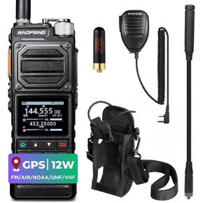 BAOFENG UV-25 PLUS 12W GPS Ham Radio Handheld, Long Range Two Way Radio AM FM NOAA Receiver with 5200mAh Battery USB-C Port, 2" Screen, 1000CH, Fall Detection Alert, Tactical Walkie Talkie for Outdoor
