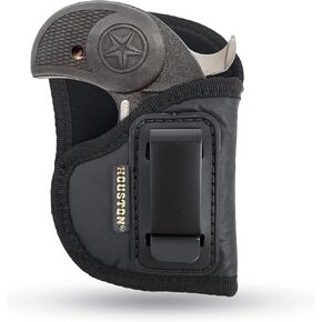 IWB Gun Holster by Houston - ECO Leather Concealment Inside The Waistband with Metal Clip Compatible with Bond Arms - Roughneck - Backup - Texas Defender .410 / .357/38 / .9 / .45, 2.5 Barrel(Right)