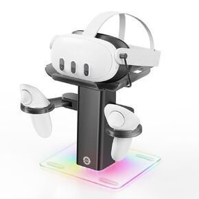 ACAOLOOM Charging Dock for Meta Quest 3/Quest 3S/Quest 2/Quest Pro, RGB Light Effects, Vertical Stand with Type-C Fast Charging