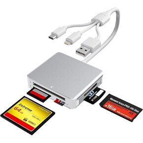 Memory Stick Pro Duo Adapter - 5-in-1 SD/TF/CF/MS/XD Picture Card Reader with 3-in-1 Lightning/USB C & USB 3.0 for iPhone 15/Samsung S23/PC - OTG Multi-Card Reader & Sony Pro Duo Memory Stick Adapter
