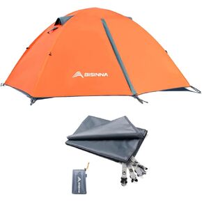 BISINNA 4 Person Backpacking Tent with Matching 4 Person Tent Footprint,Easy Setup Tent with Waterproof Camping Tarp for Outdoor Hiking