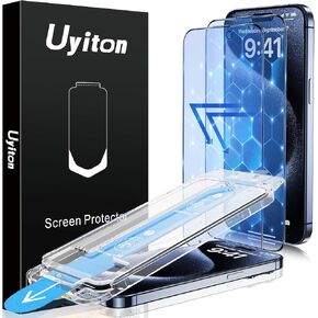 Uyiton Compatible with iPhone 16 Pro Screen Protector (Anti-Blue Light) - [Easy Fit] Shatterproof Full Coverage [Case Friendly] 9H Tempered Glass Screen Protector for iPhone 16 Pro, 2 Pack