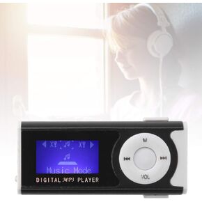 Portable MP3 Player, Mini MP3 Music Player, Flashlight Mini BackClip LCD Mini Screen Music Media Player, for Running, Sports