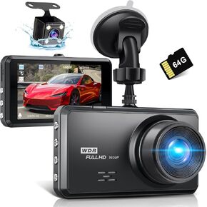 MIDEN X5 4K WIFI DASH CAM الأمامي والخلفي ، 2160p+1080p+1080p FHD 3 DASH DASH Camera للسيارات ، 360 درجة جميع الجوانب DASHCAM ، بطاقة 64G SD مجانية ، G-SENSOR ، WDR ، الرؤية الليلية ، شاشة وقوف السيارات 24H