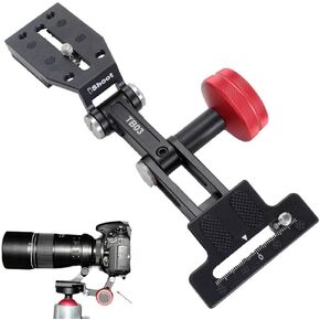 ishoot كاميرا قابلة للسحب و Zoom Lens Holder Portable Telephoto Lens Support Longable Focus Process ، 2in1 لوحة إطلاق سريعة متوافقة مع Manfrotto 200pl & Arca-Swiss Fit Tripod Head Clamp