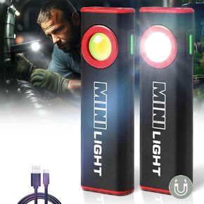lexall LED Work Light, 1600 Lumens Mini Magnetic Flat EDC Flashlight with Clip, 3 Modes Portable Ultra-Light Bright Waterproof Pocket Light for Working, Camping, Repairing, Emergencies