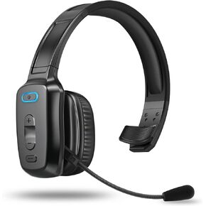 Bluetooth Headset, 60hrs Noise Canceling V5.2 Over Head Headphones, Single Ear Trucker Wireless Headset with Mic, Mute Button, Multipoint, for Phones PC Computer Truck Driver Office Work - Black