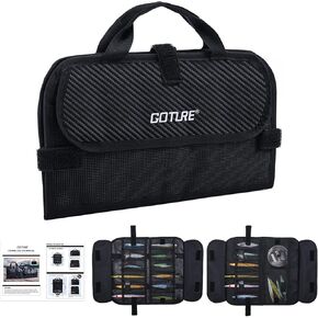 Goture Fishing Jig Bag ، 20 Mesh Pockets محمولة مقاومة للمياه 600D PU PU FISHINIG BAG SALTWATERATERATERATERATE MAX 5.7 "الطول العمودي بطيئة تخزين الطعم القفز (12.99" × 7.09 ")